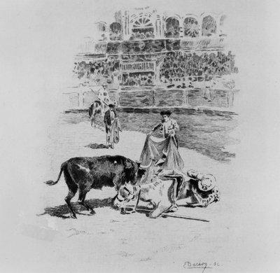 The Fall of a Picador, an Illustration from Carmen by Prosper Merimee engraved by Eugene Decisy by Gaston Vuillier
